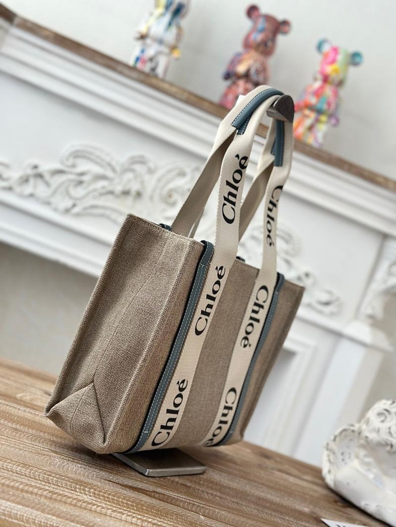 Chloe Woody tote bag in Linen Canvas Blue C7567