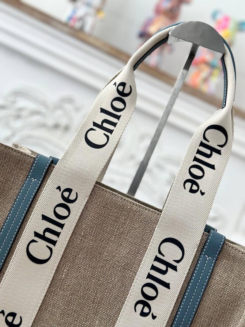 Chloe Woody tote bag in Linen Canvas Blue C7567