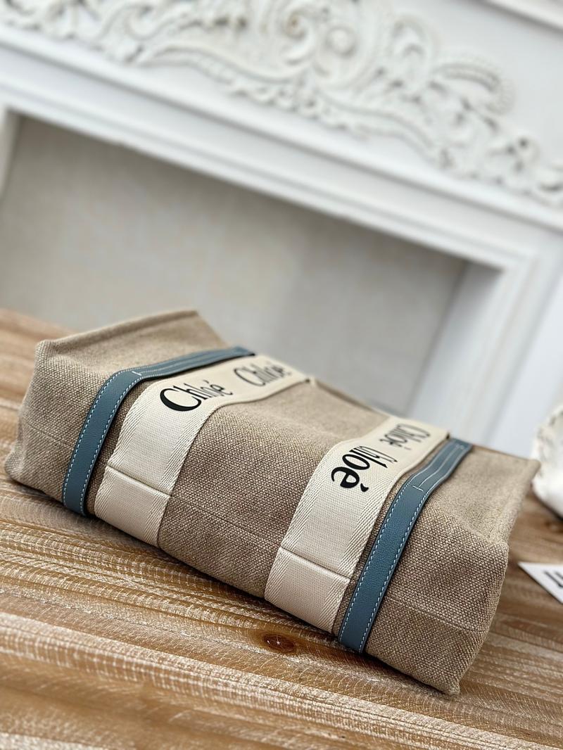 Chloe Woody tote bag in Linen Canvas Blue C7567