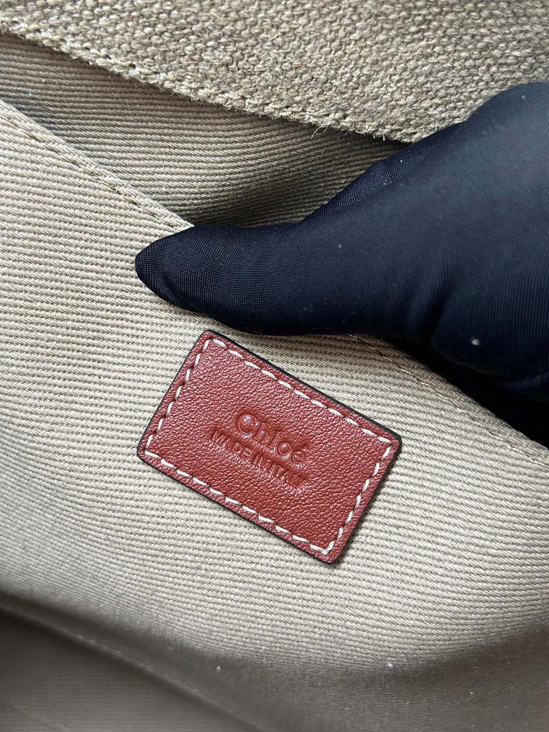 Chloe Woody tote bag in Linen Canvas Brown C7567