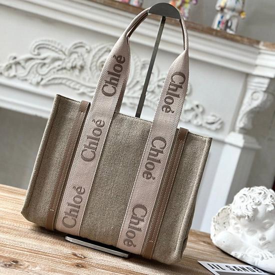 Chloe Woody tote bag in Linen Canvas C7573