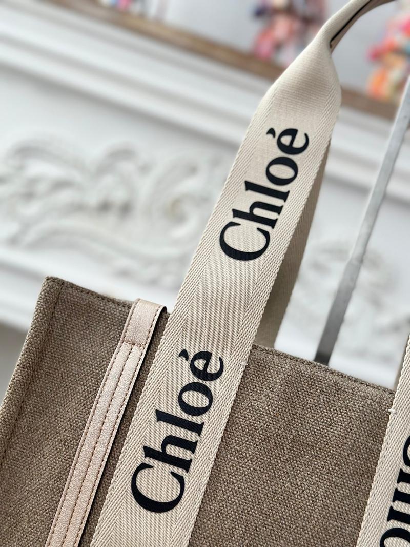 Chloe Woody tote bag in Linen Canvas Gold C7567