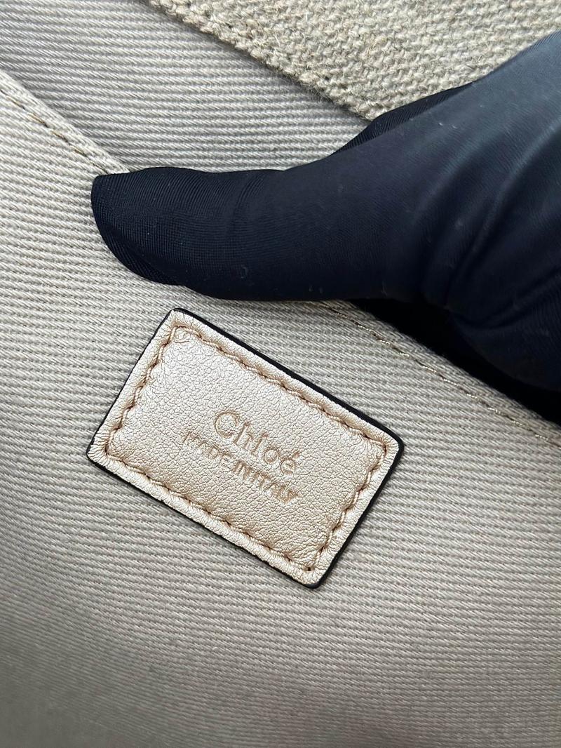 Chloe Woody tote bag in Linen Canvas Gold C7567