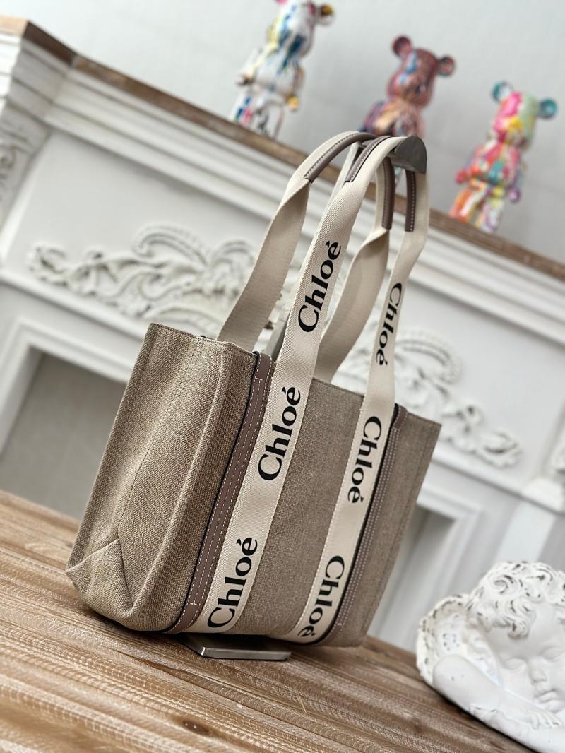 Chloe Woody tote bag in Linen Canvas Grey C7567