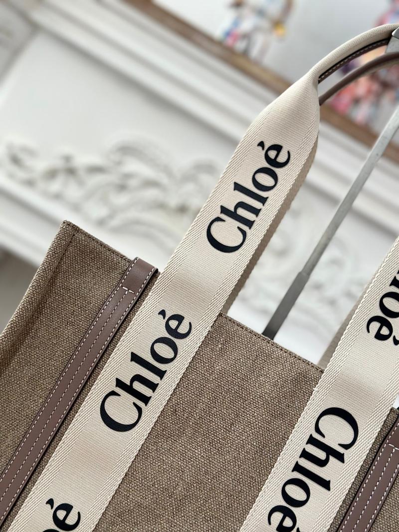Chloe Woody tote bag in Linen Canvas Grey C7567