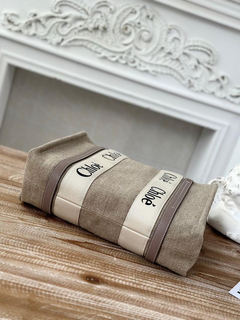 Chloe Woody tote bag in Linen Canvas Grey C7567