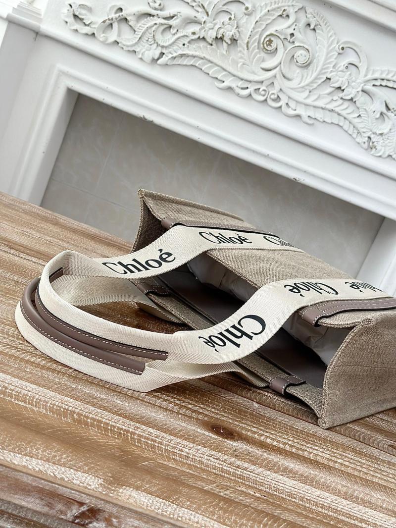 Chloe Woody tote bag in Linen Canvas Grey C7567