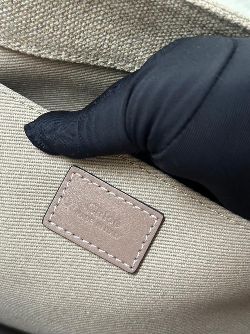 Chloe Woody tote bag in Linen Canvas Grey C7567