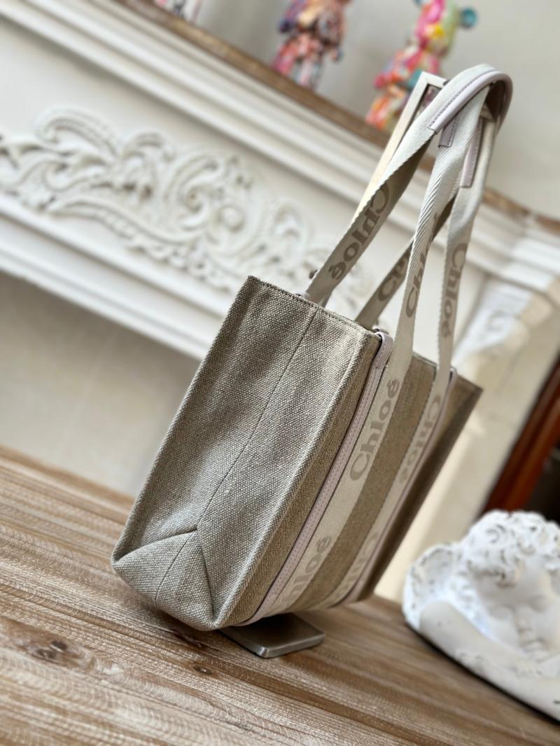 Chloe Woody tote bag in Linen Canvas Light Pink C7567