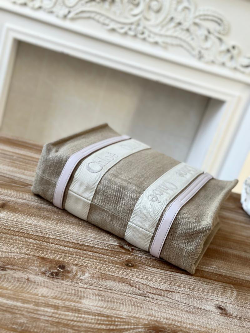 Chloe Woody tote bag in Linen Canvas Light Pink C7567