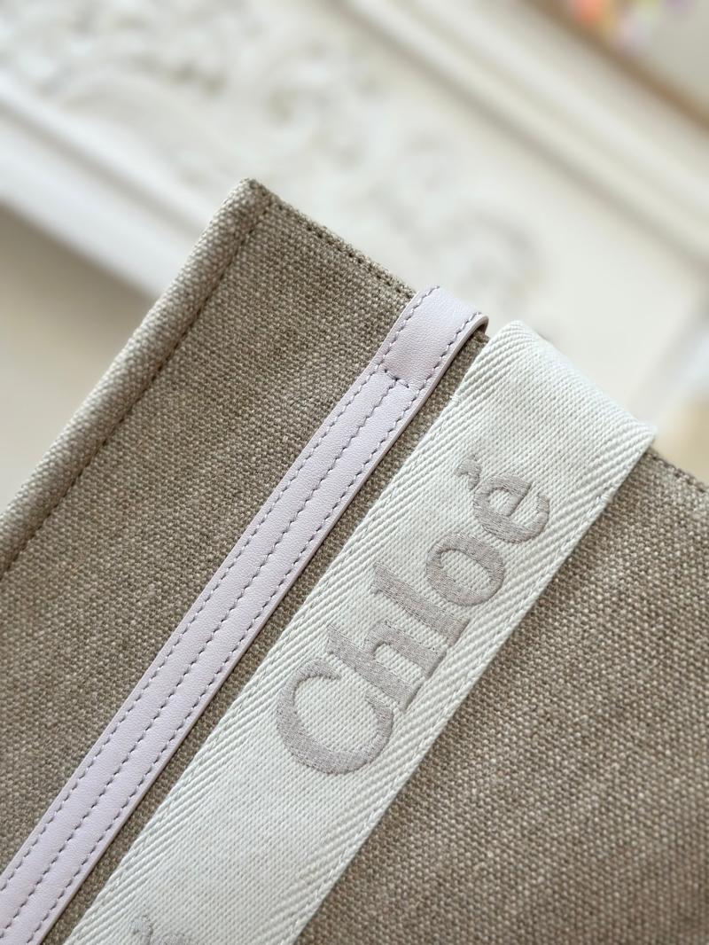 Chloe Woody tote bag in Linen Canvas Light Pink C7567