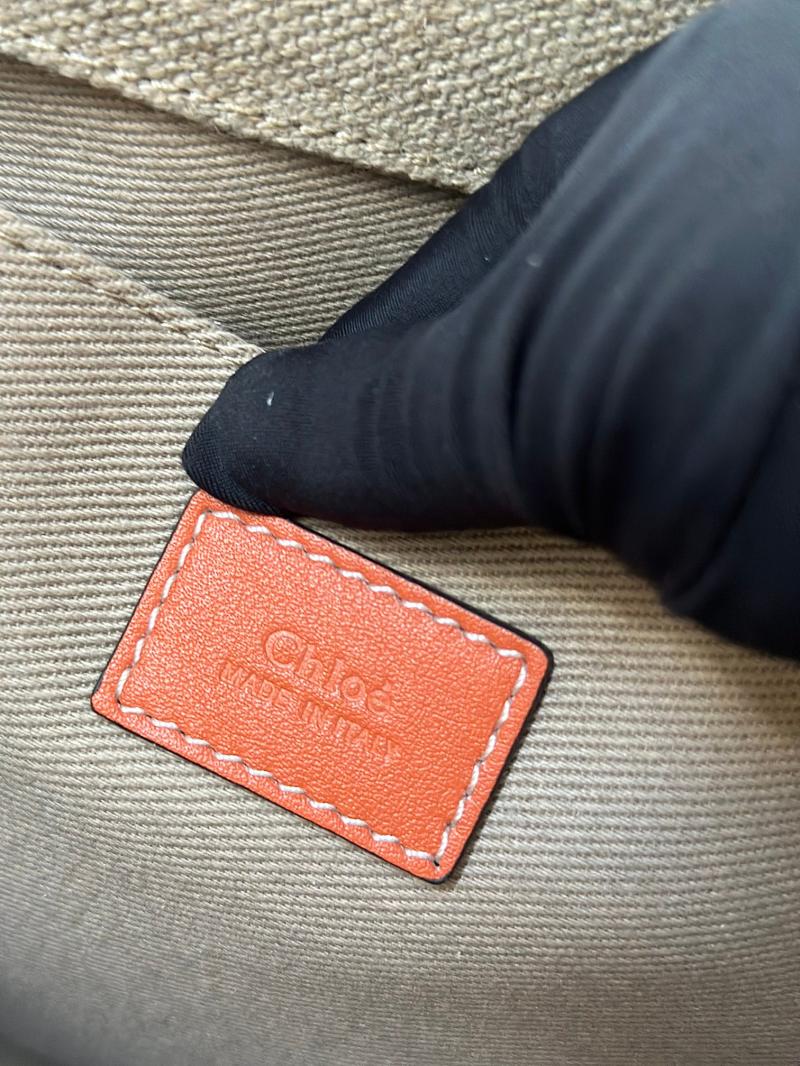Chloe Woody tote bag in Linen Canvas Orange C7567