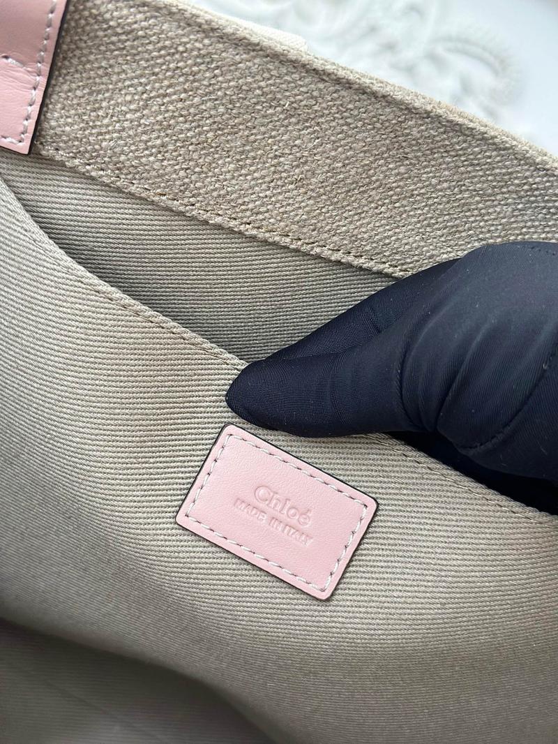 Chloe Woody tote bag in Linen Canvas Pink C7567