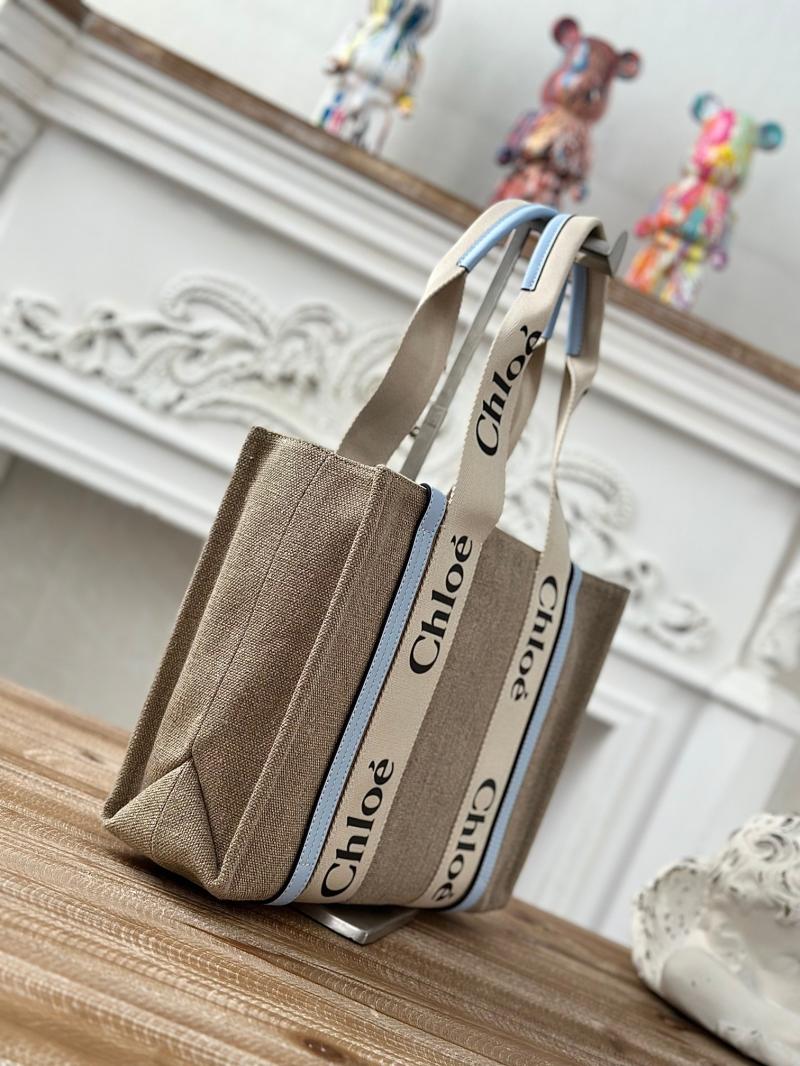 Chloe Woody tote bag in Linen Canvas Skyblue C7567