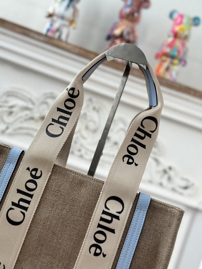 Chloe Woody tote bag in Linen Canvas Skyblue C7567