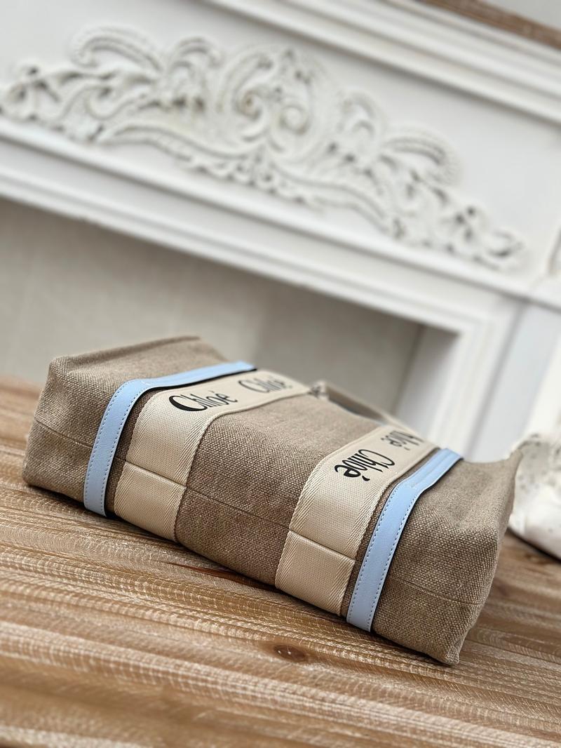 Chloe Woody tote bag in Linen Canvas Skyblue C7567