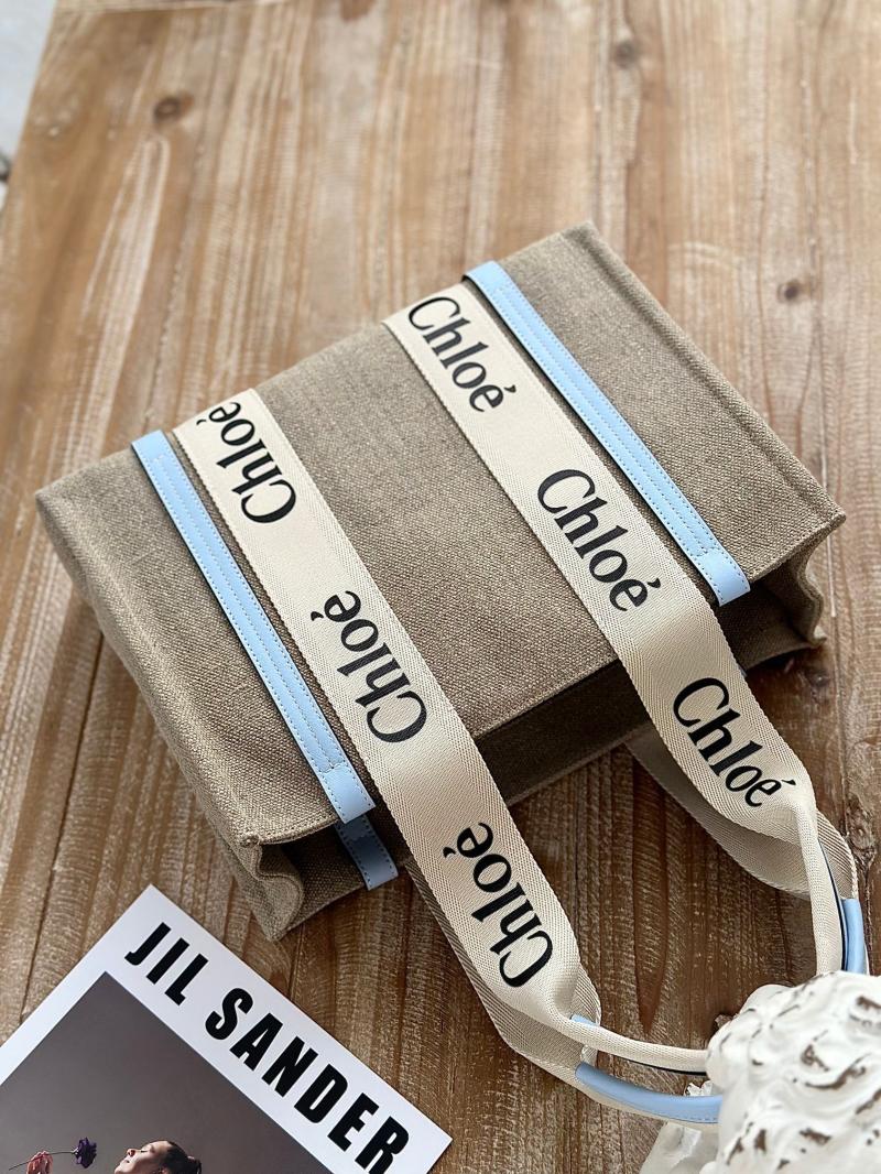 Chloe Woody tote bag in Linen Canvas Skyblue C7567