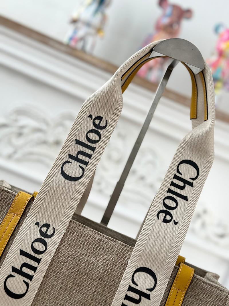 Chloe Woody tote bag in Linen Canvas Yellow C7567