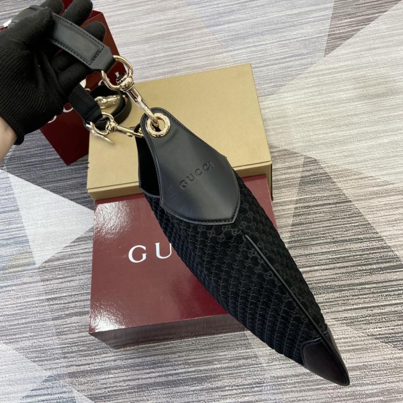 Gucci B medium suede shoulder bag Black 834981