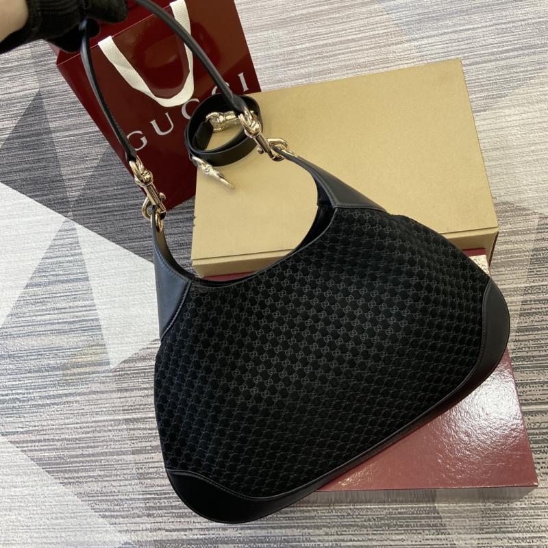 Gucci B medium suede shoulder bag Black 834981