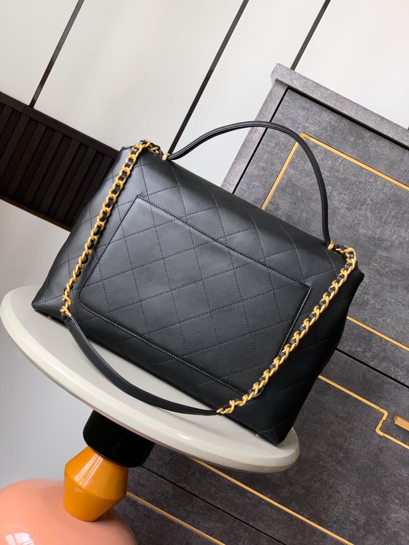 Large Chanel Flap Bag With Top Handle Black AS5543
