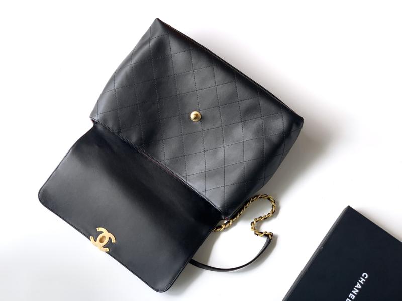 Large Chanel Flap Bag With Top Handle Black AS5543
