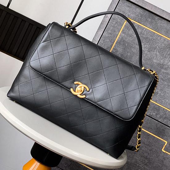 Large Chanel Flap Bag With Top Handle Black AS5543