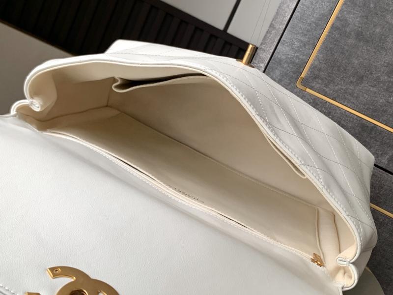 Large Chanel Flap Bag With Top Handle White AS5543