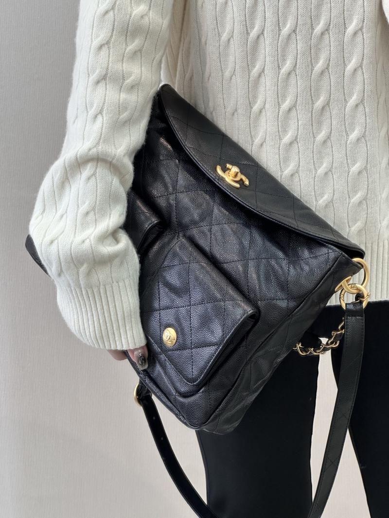 Large Chanel Hobo Handbag Black AS5385