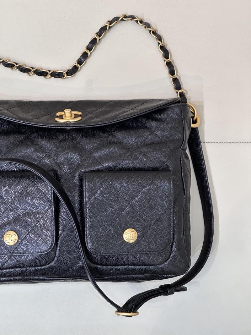 Large Chanel Hobo Handbag Black AS5385