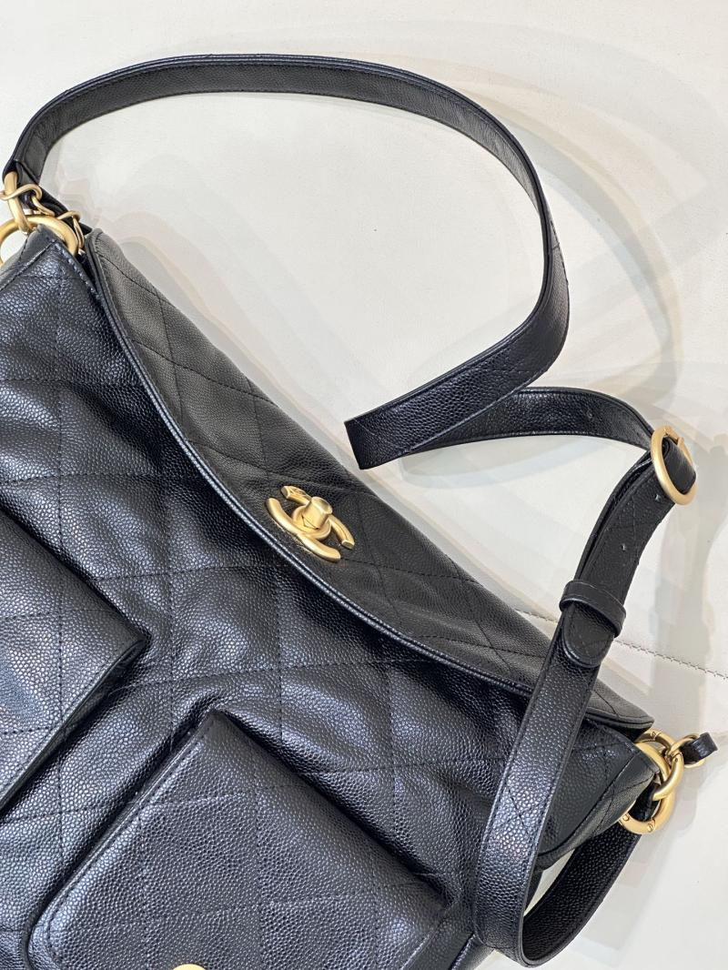 Large Chanel Hobo Handbag Black AS5385