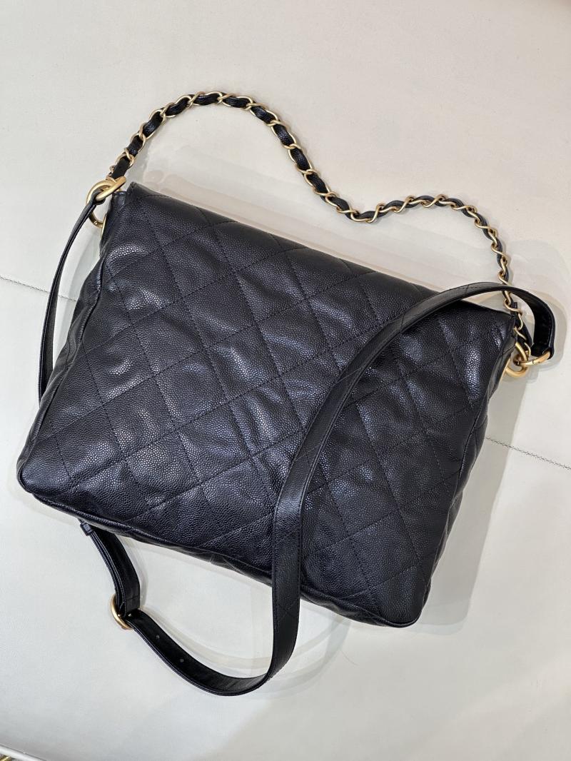 Large Chanel Hobo Handbag Black AS5385