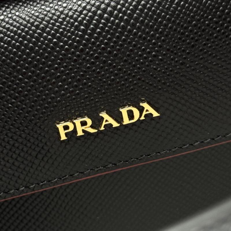 Large Saffiano Leather Prada Double Bag Black with Red 1BG775