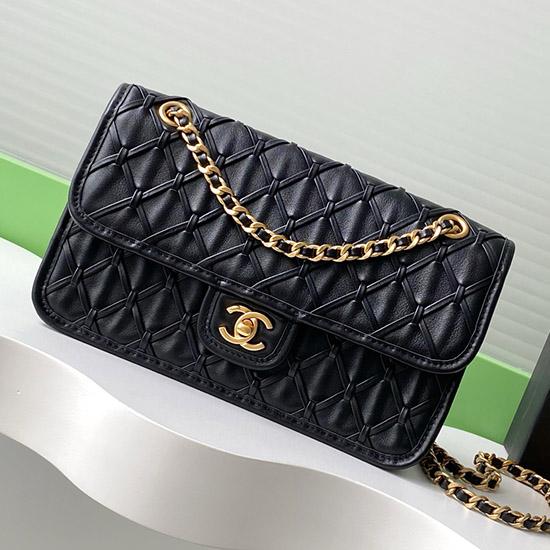Medium Chanel Calfskin Flap Bag Black AS4795
