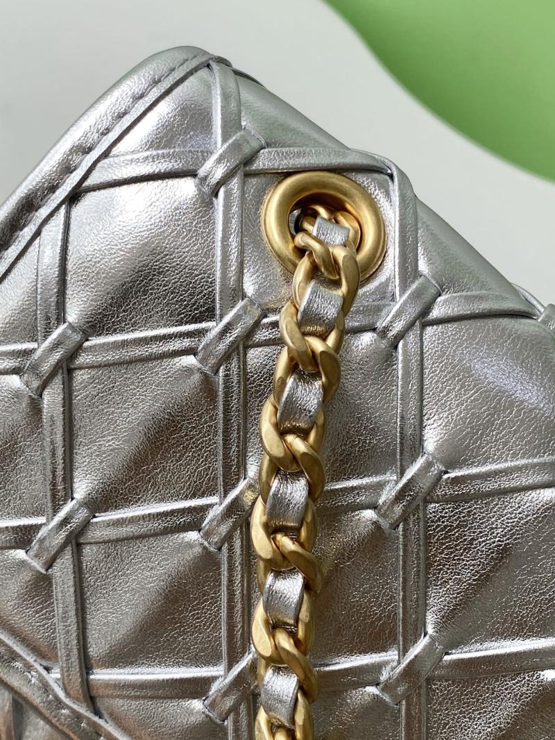 Medium Chanel Calfskin Flap Bag Silver AS4795