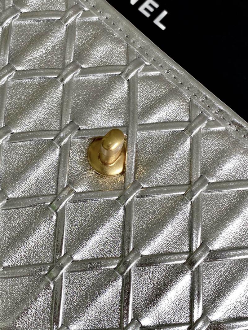 Medium Chanel Calfskin Flap Bag Silver AS4795