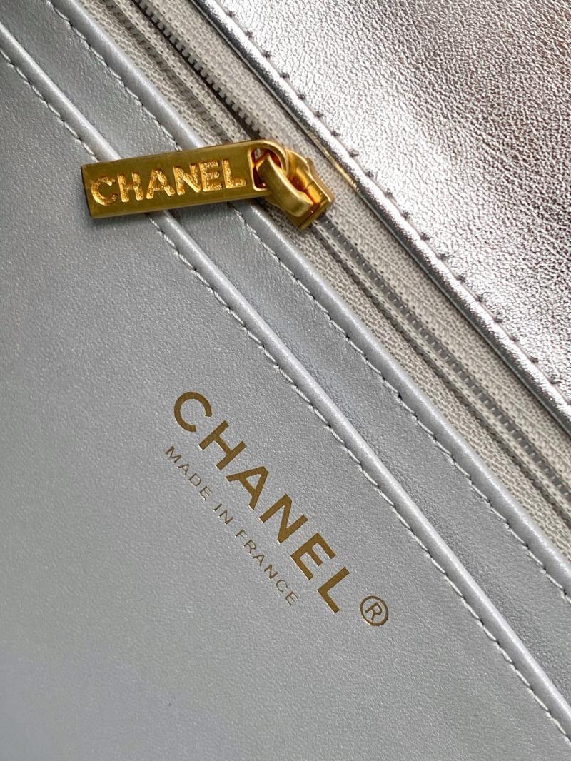 Medium Chanel Calfskin Flap Bag Silver AS4795