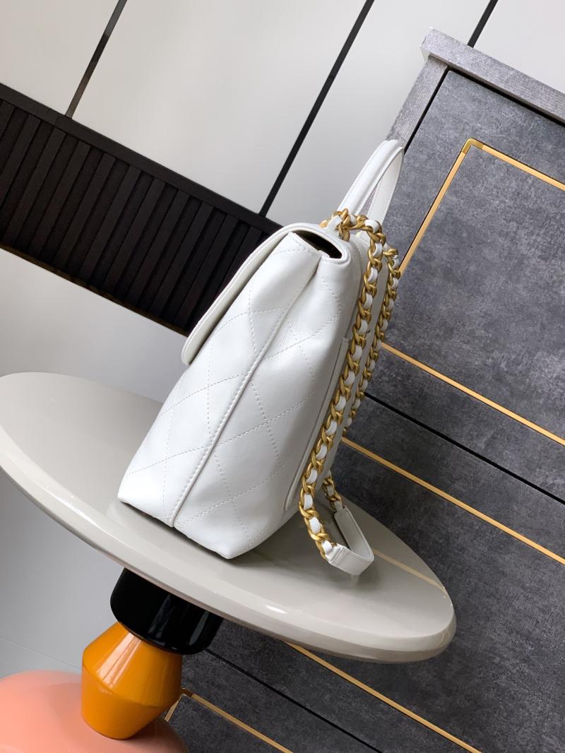Medium Chanel Flap Bag With Top Handle White AS5447