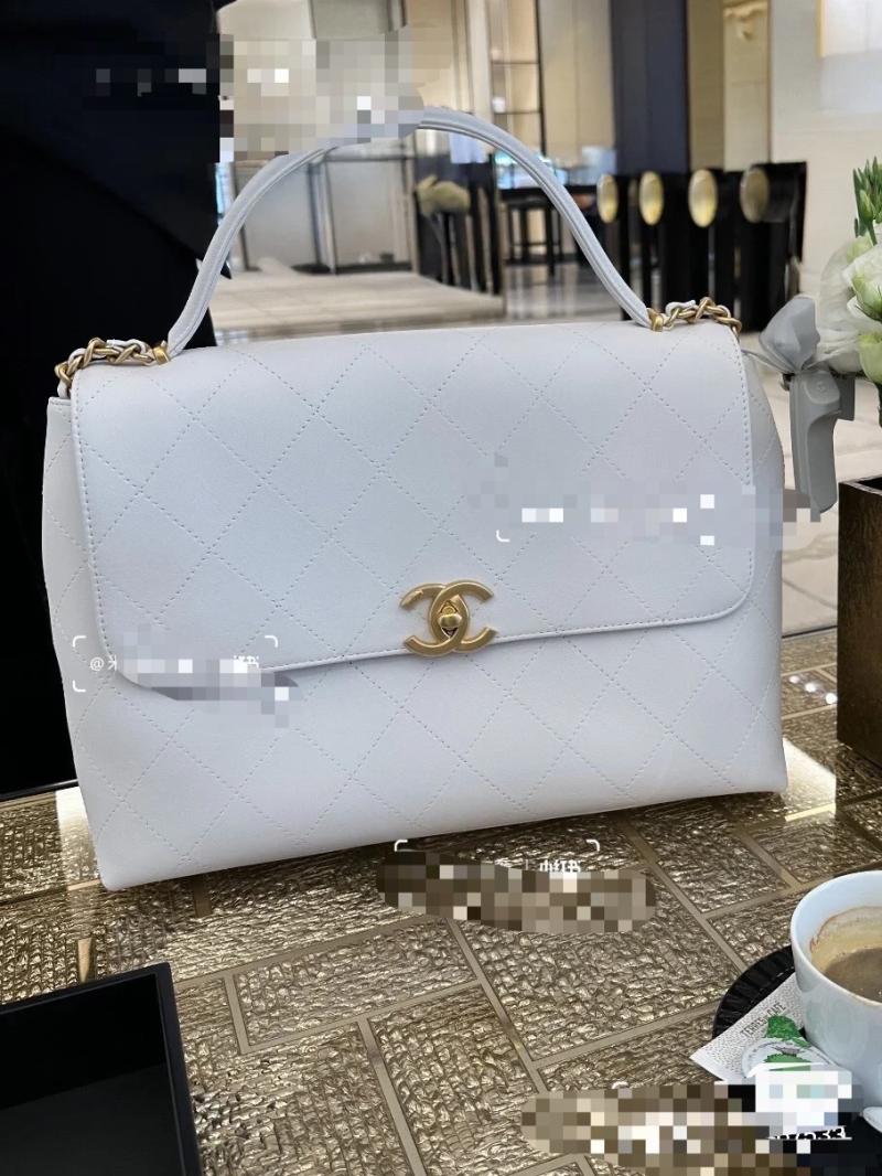 Medium Chanel Flap Bag With Top Handle White AS5447