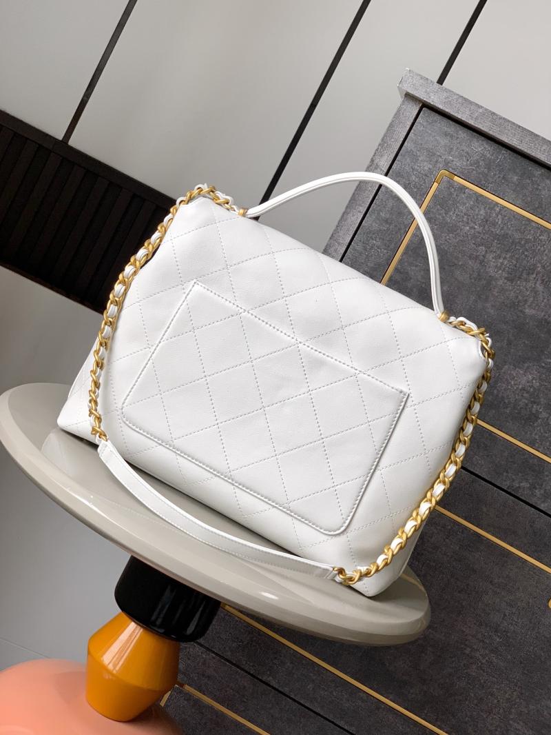 Medium Chanel Flap Bag With Top Handle White AS5447