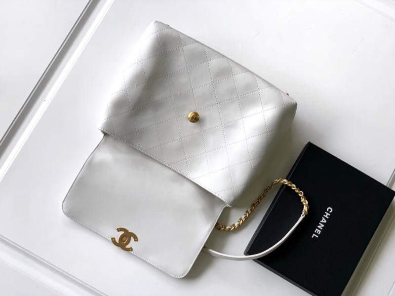 Medium Chanel Flap Bag With Top Handle White AS5447