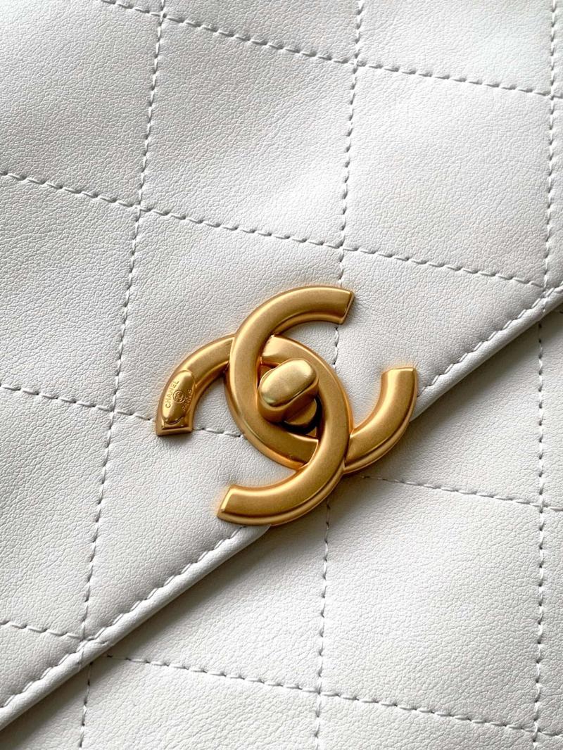 Medium Chanel Flap Bag With Top Handle White AS5447
