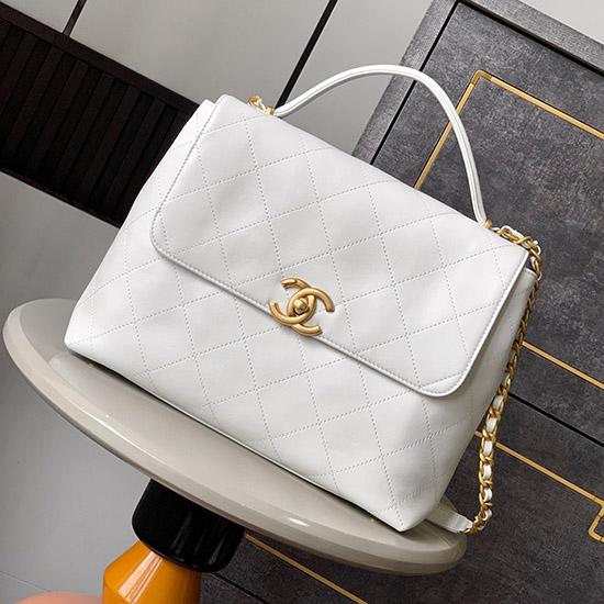Medium Chanel Flap Bag With Top Handle White AS5447