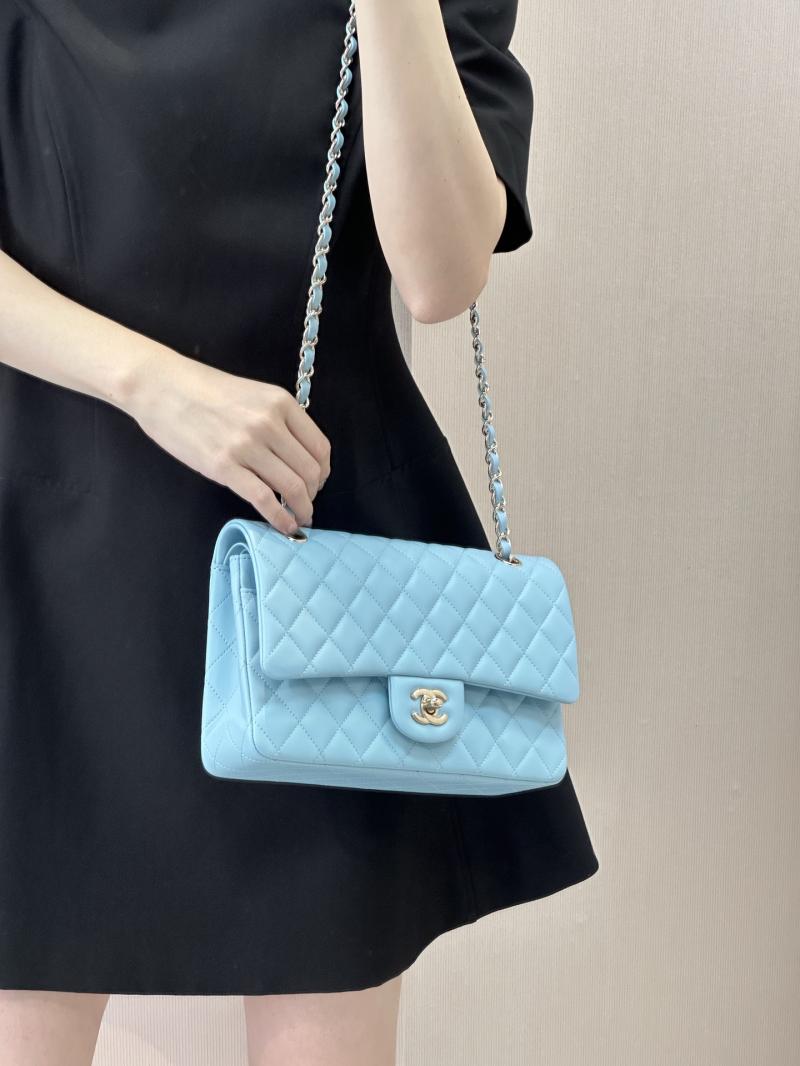 Medium Chanel Lambskin Flap Bag Blue A01112