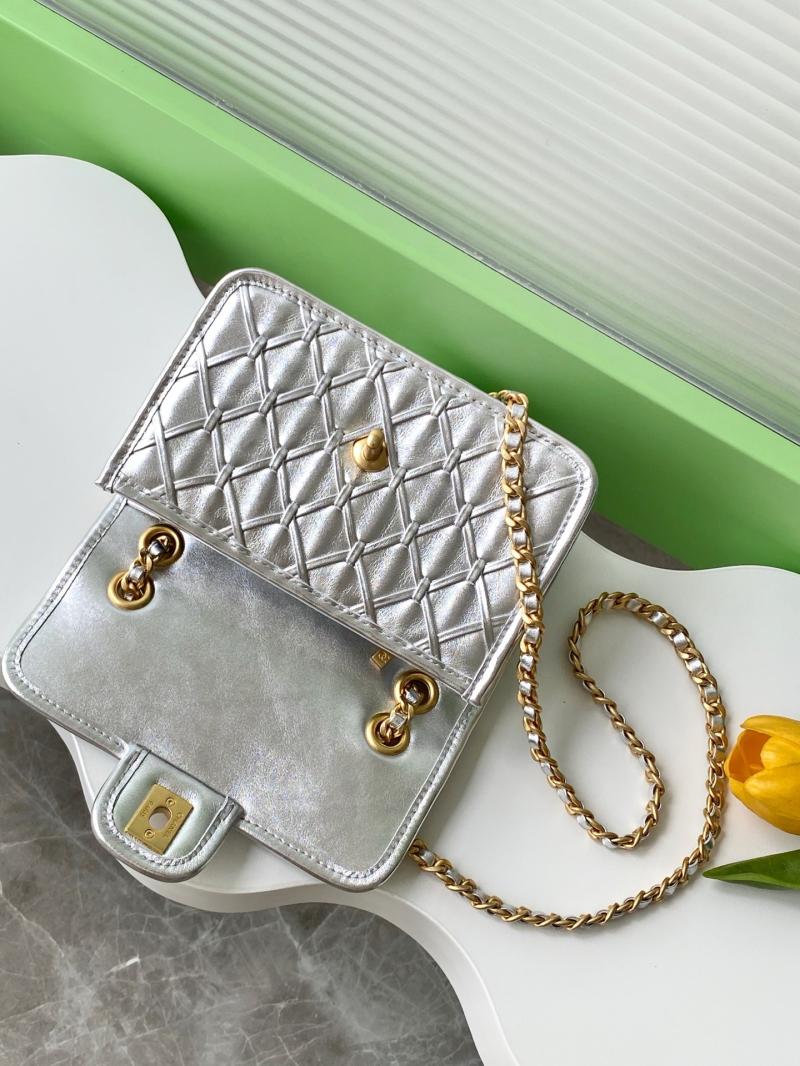Mini Chanel Calfskin Flap Bag Silver AS4797