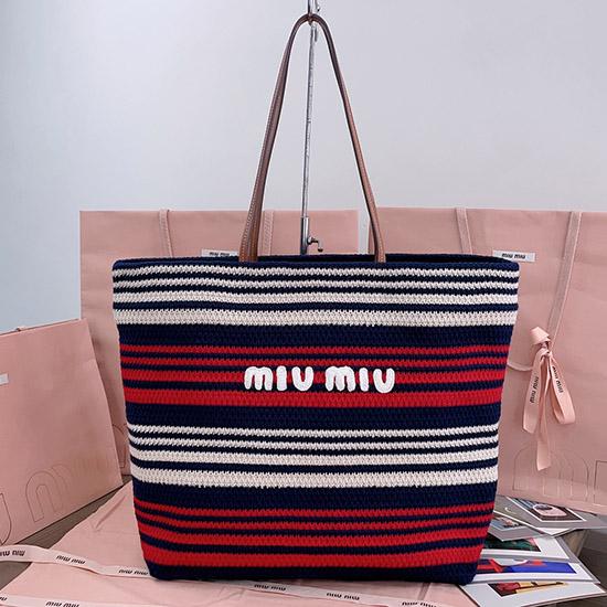 Miu Miu Crochet Tote Bag Navy 5BG228