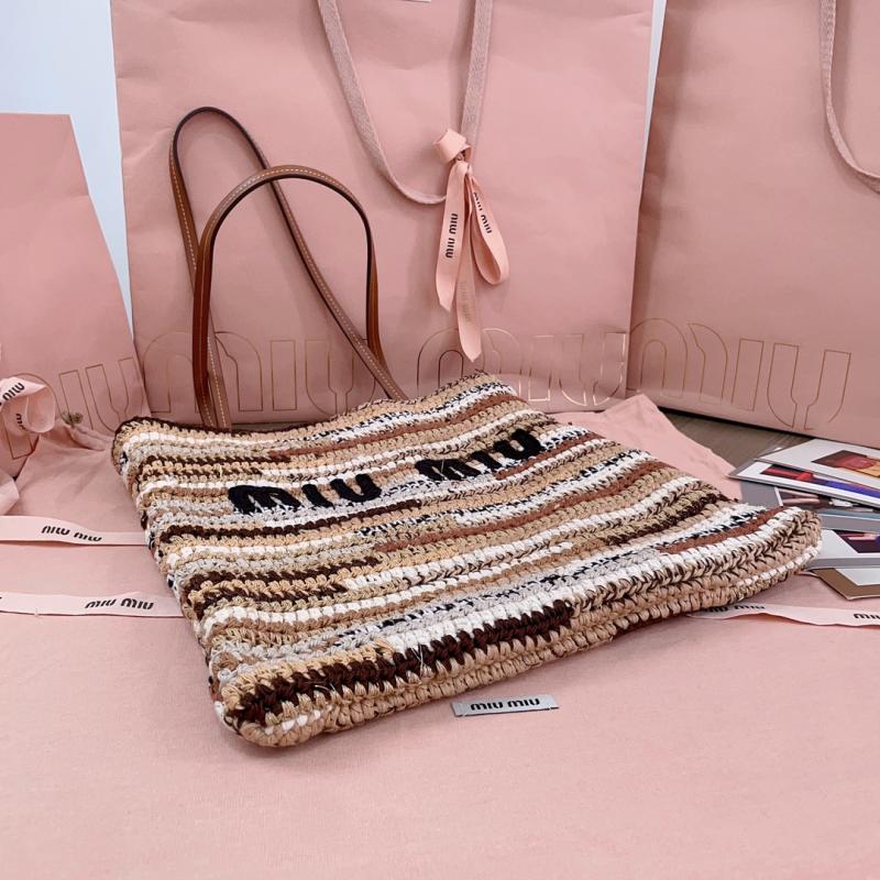 Miu Miu Crochet Tote Bag Brown 5BG248