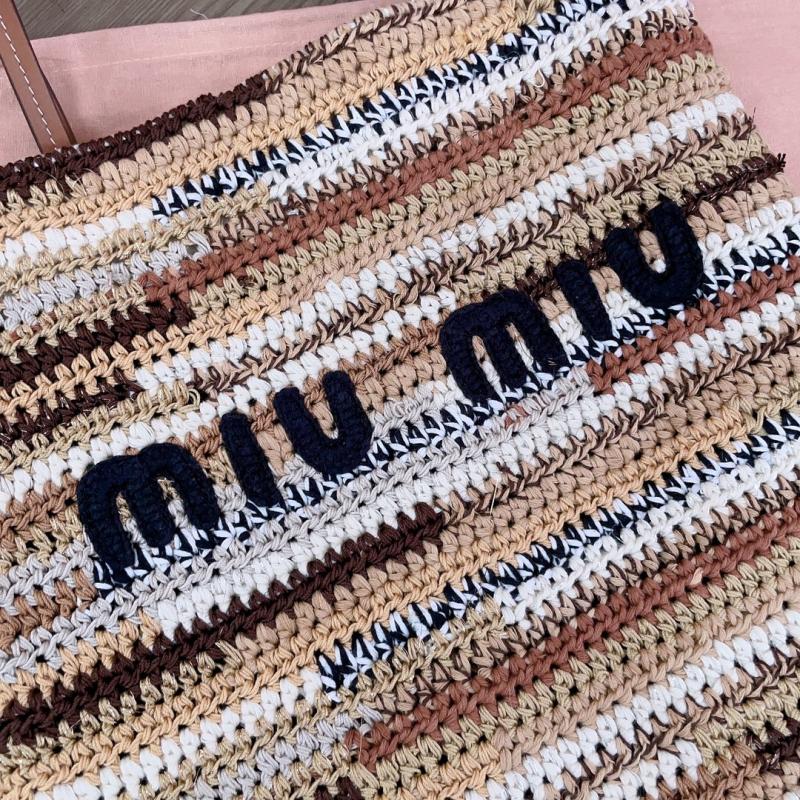 Miu Miu Crochet Tote Bag Brown 5BG248