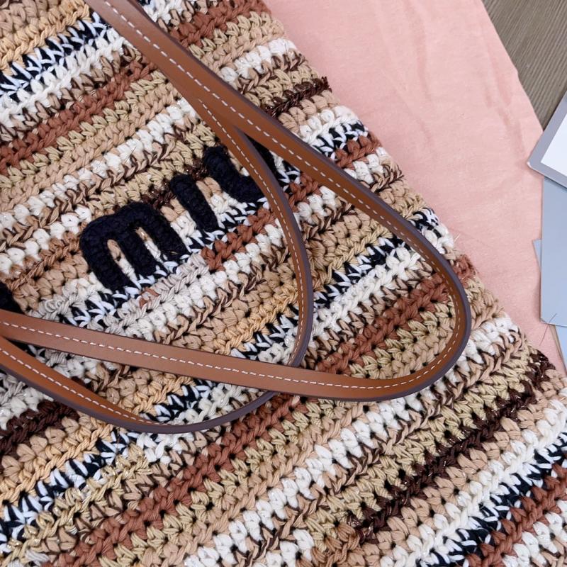 Miu Miu Crochet Tote Bag Brown 5BG248