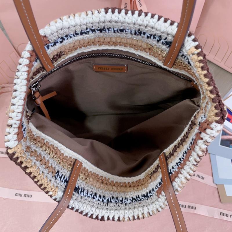 Miu Miu Crochet Tote Bag Brown 5BG248